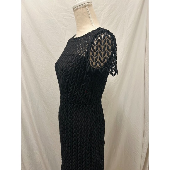 Kay Unger New York Black Lace Sheath Dress Midi Elegant Cocktail Sz 2 - Picture 4 of 10